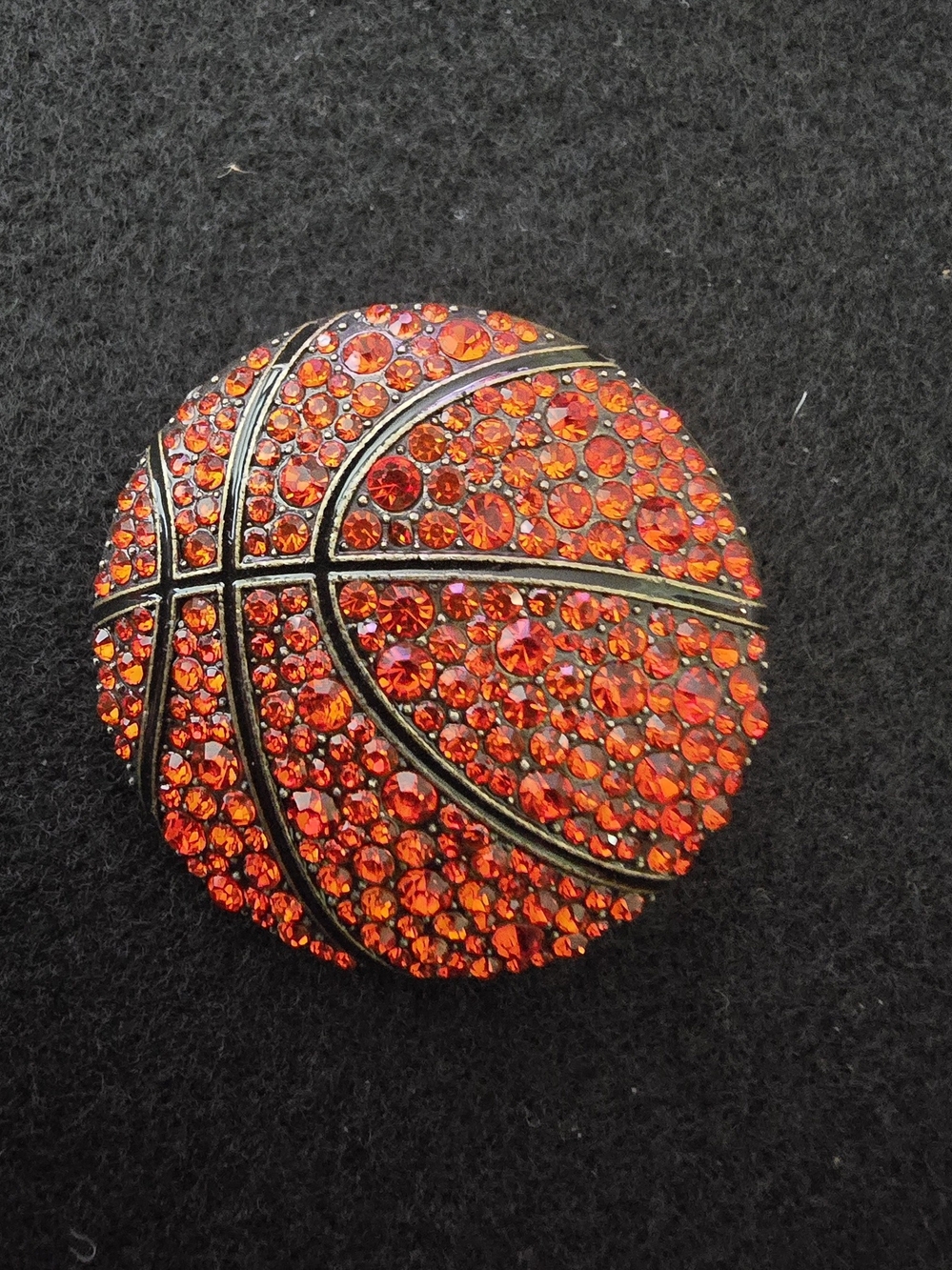 Orange Crystal Basketball Brooch Pin - Women Jewelry